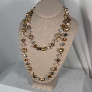 Elegant Gold and Brown Beaded Necklace